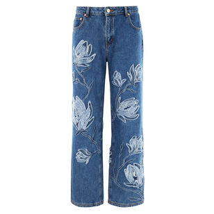 Flo Straight-Leg Low-Rise Embroidery Jean