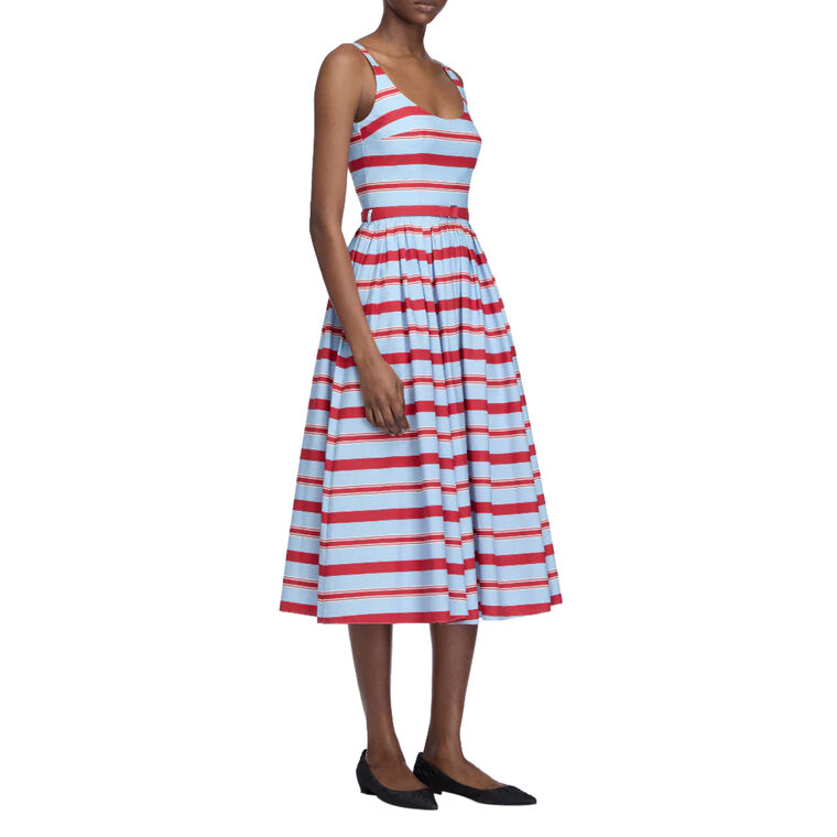 Eglantine Sleeveless Belted Organic Cotton Midi Dress image number null
