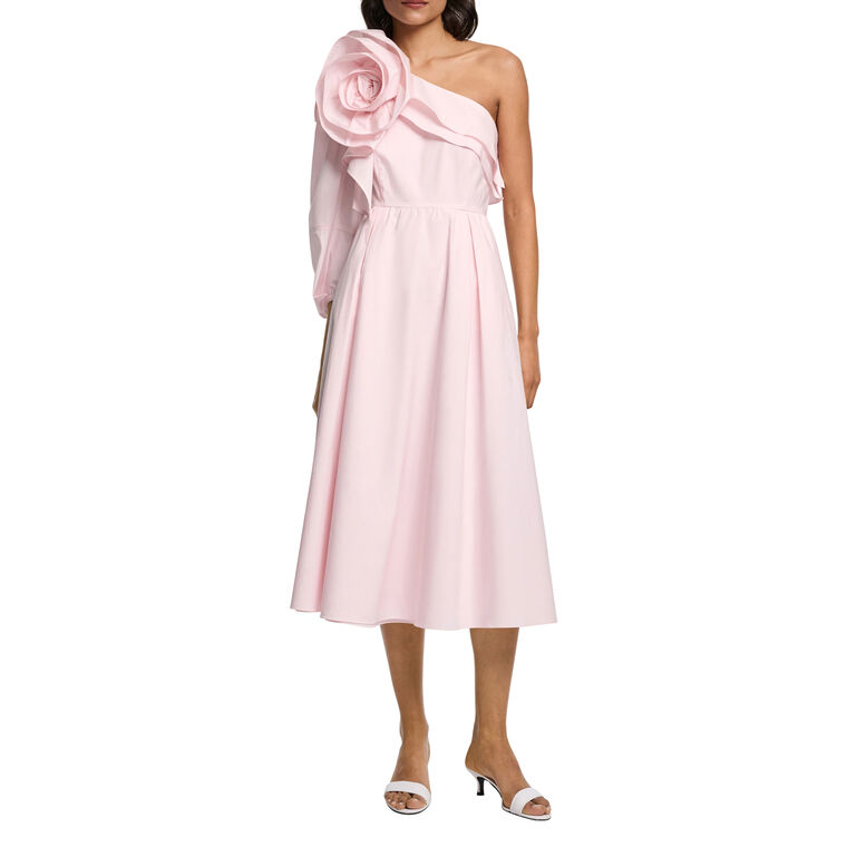 Poplin Power One-Sleeve Midi Dress image number null