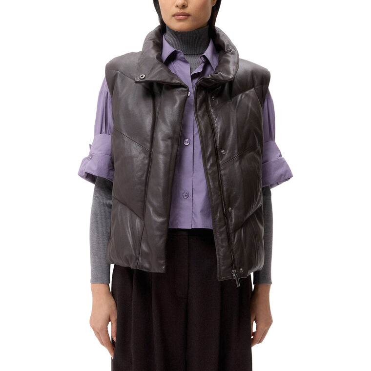 Leather Puffer Vest image number null