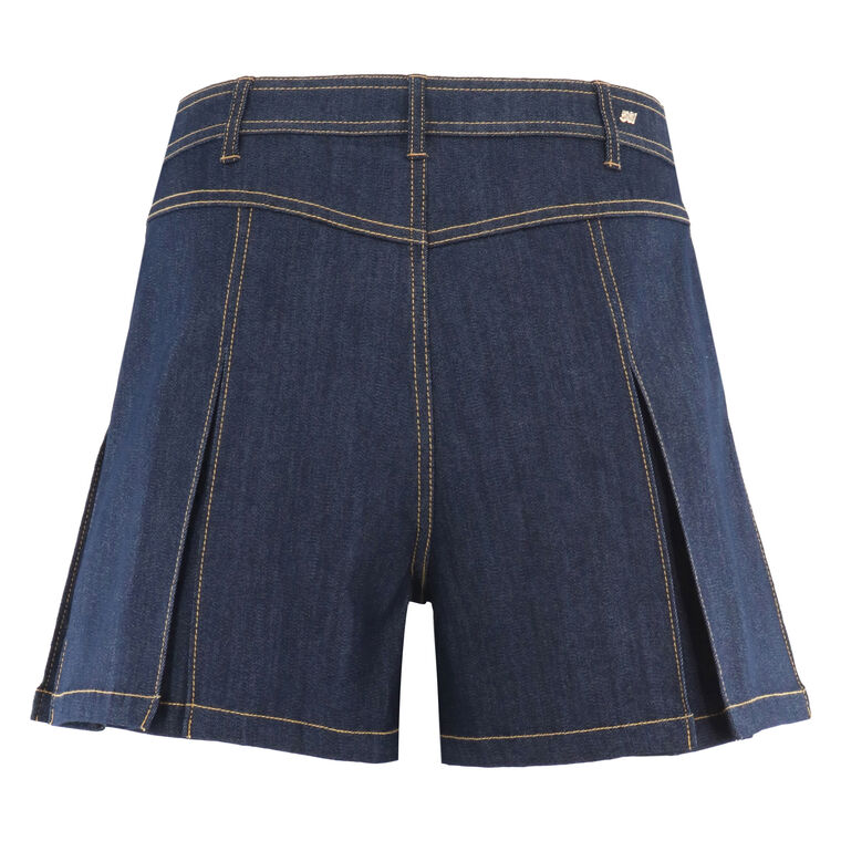 Desi Pleated Denim Shorts image number null