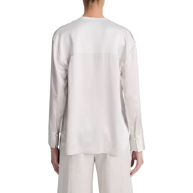 Band Collar Long Sleeve Blouse image number null