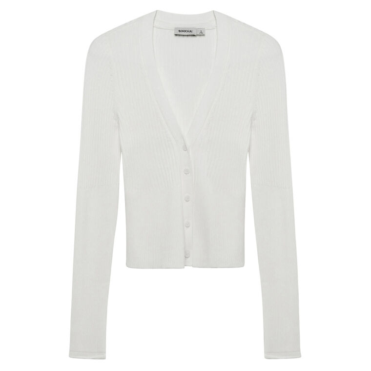 Ailany Long Sleeve Shrunken Rib Knit Cardigan image number null