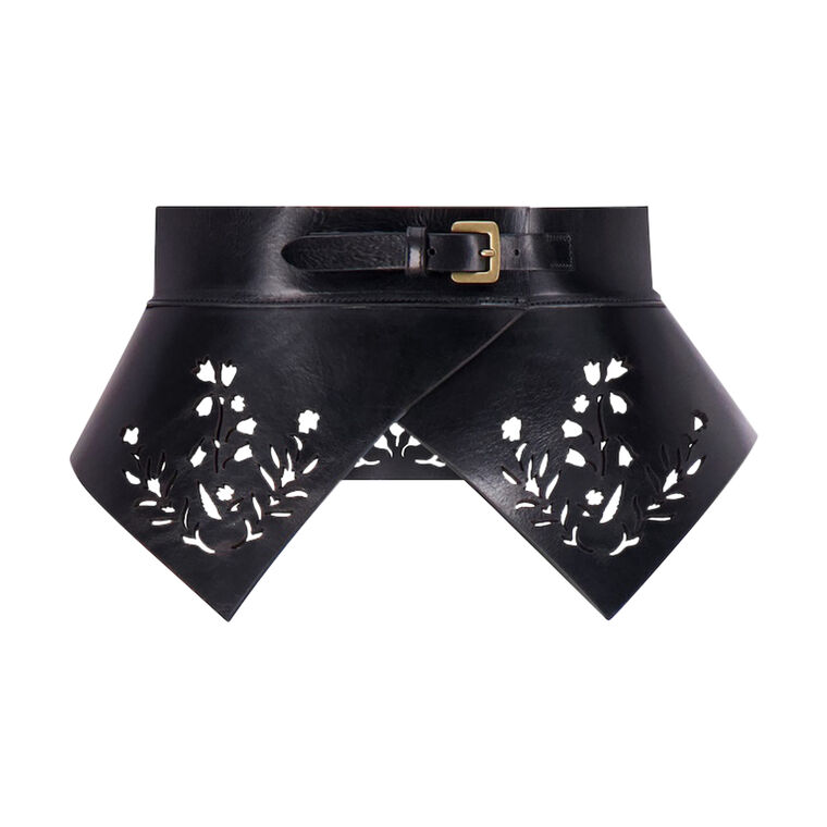 Leather Floral Lasercut Belt image number null