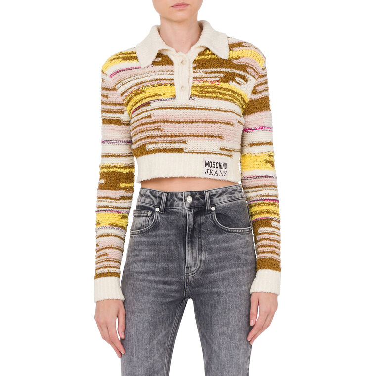 Long Sleeve Cropped Collared Sweater image number null