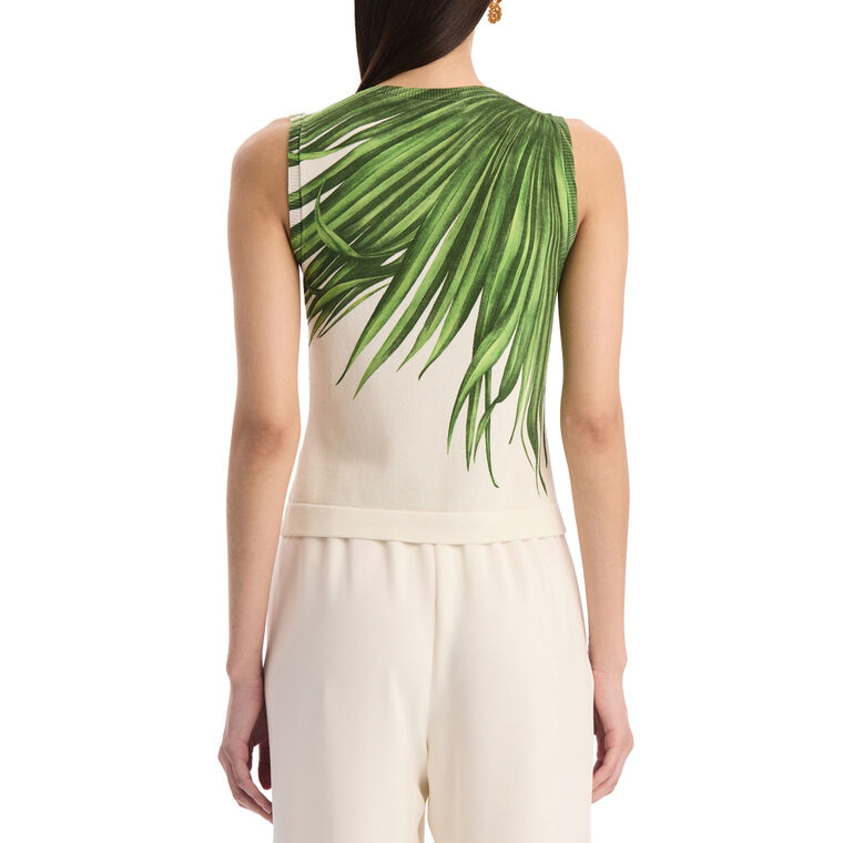 Printed Palm Tree Knit Twinset Tank image number null
