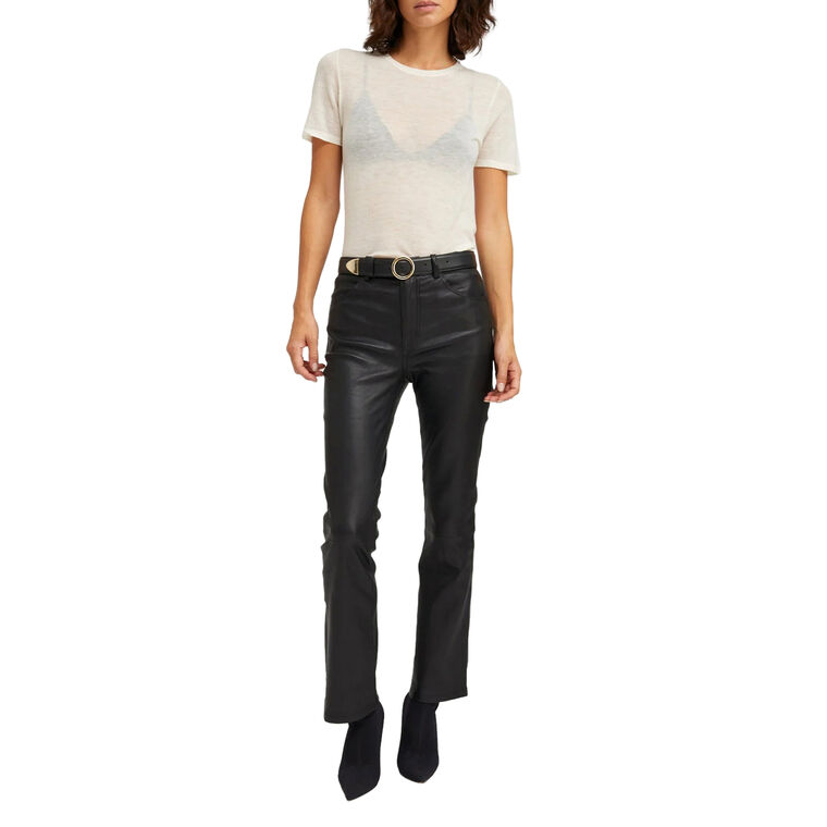 Five Pocket Ankle Flare Leather Pants image number null