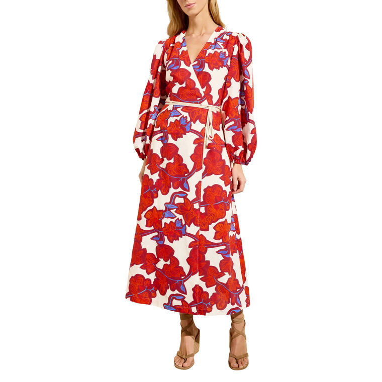 Everette Long Sleeve Midi Wrap Dress image number null