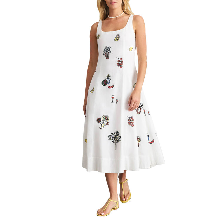 Soren Sleeveless Scoopneck Patchwork Midi Dress image number null