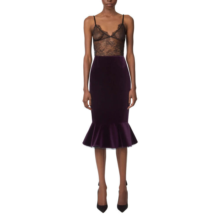 Peplum Midi Skirt In Velvet image number null