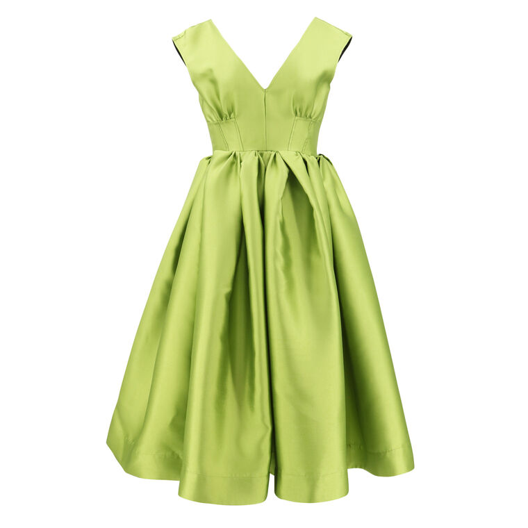 Heavy Satin Pleated Midi Dress image number null
