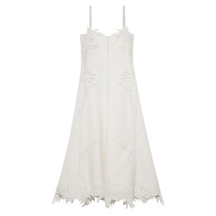 Ellery Sleeveless Embroidered Bustier Midi Dress