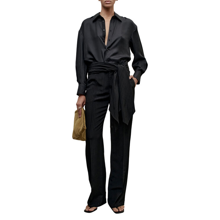 Ulla Tie-Detail Tailored Pinstripe Trouser image number null