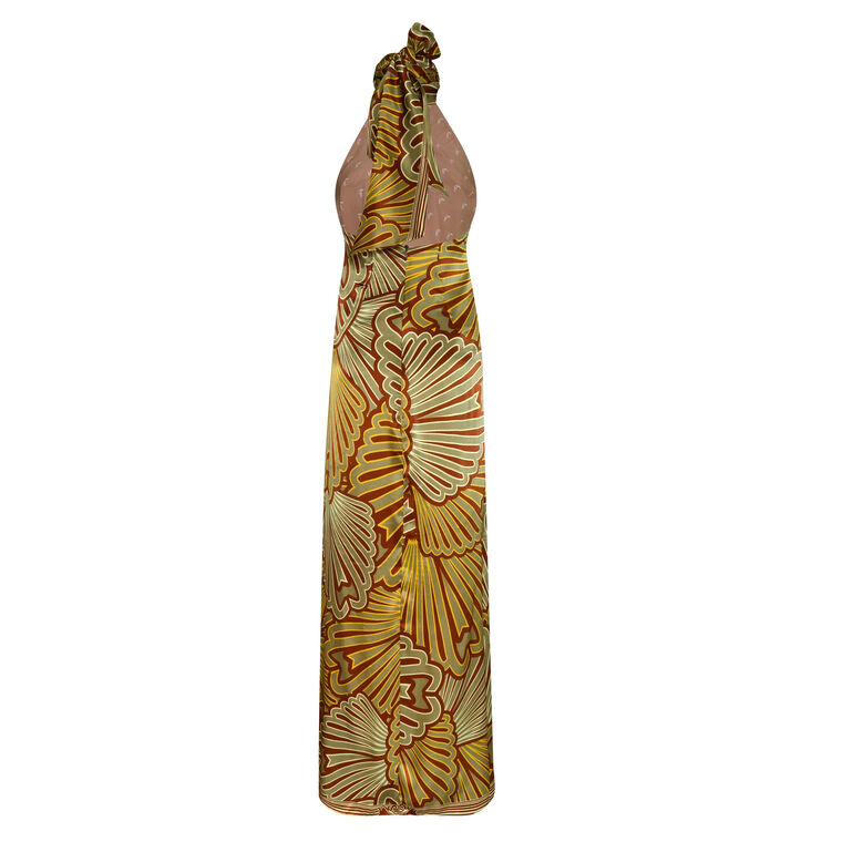 Costa Pacifica Satin Halterneck Silk Midi Dress image number null