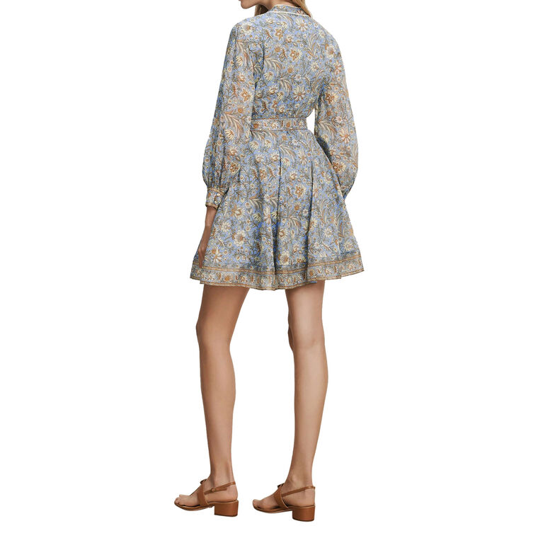 Kumar V-Neck Blouson Sleeve Belted Mini Dress image number null