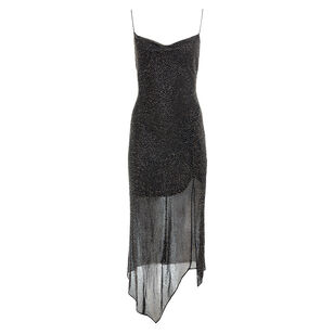 Harmony Embellished Asymmetrical Midi Slip Dress
