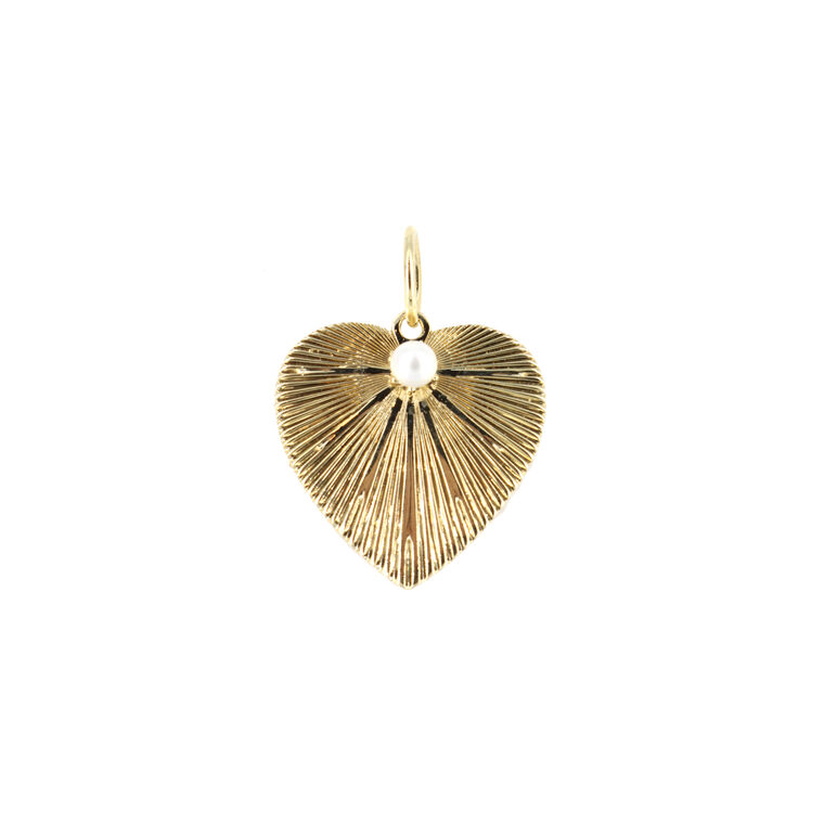 Pleated Heart Charm with Pearl image number null