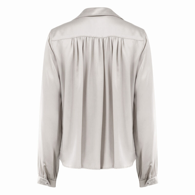 Celine Long Sleeve Silk Ruffle Shirt image number null