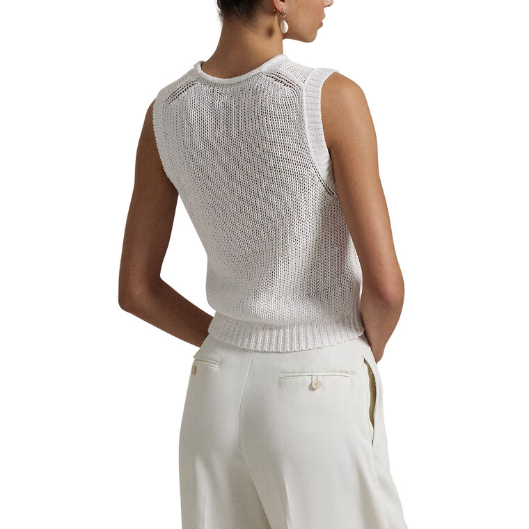 Linen-Cotton Sleeveless Pullover Sweater Tank image number null