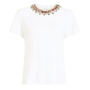 Danielle Pearl Rhinestone Necklace Tee