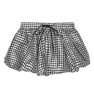 Crinkled Check Mini Bubble Skirt