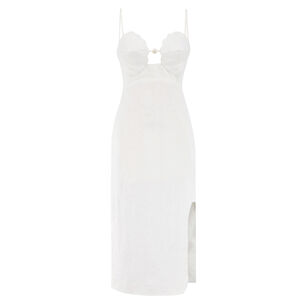 Sleeveless Shell Bodice Pearl Detail Midi Dress