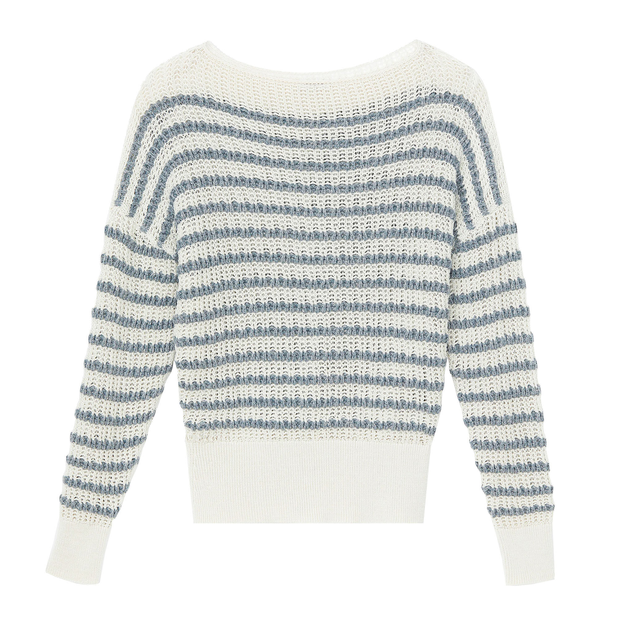 Stripe Dropped Shoulder Bateau Sweater
