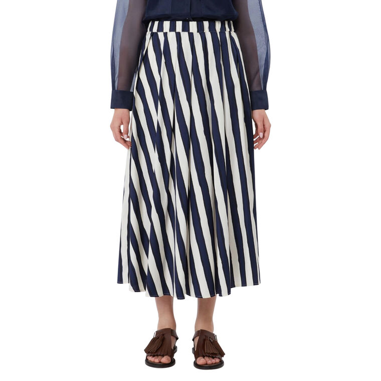 Duomo Printed Poplin Pleated Midi Skirt image number null