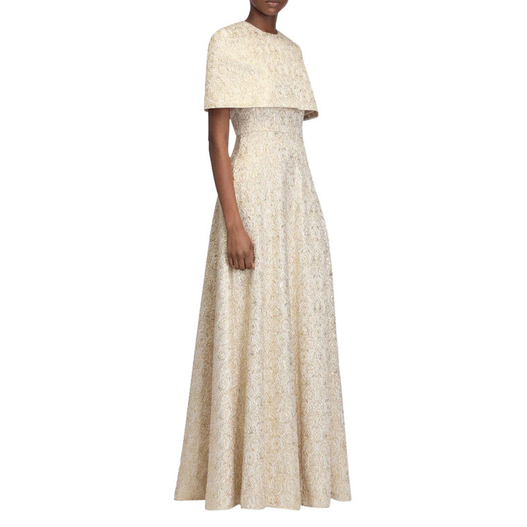 Lucretia Structured Cape Metallic Jaquard Gown image number null