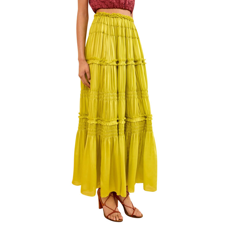 Virginie Tiered Silk Midi Skirt image number null