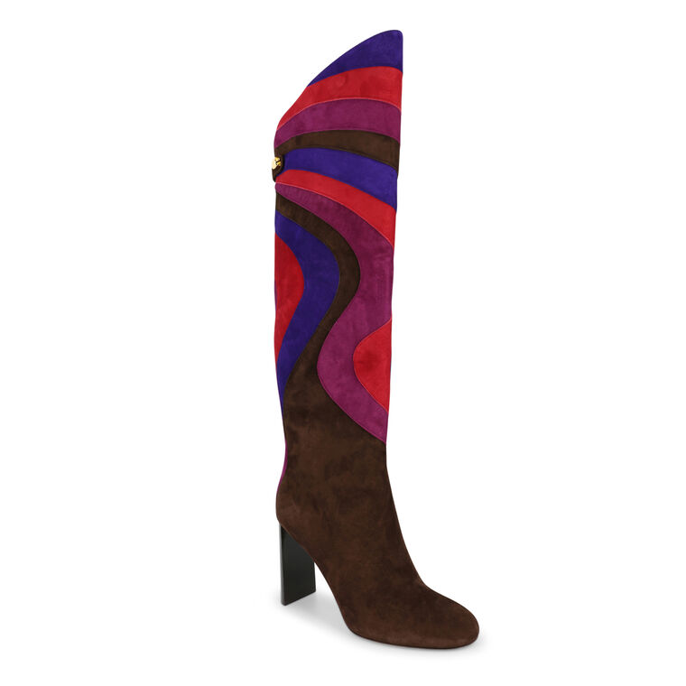 Aurora High-Heel Suede Patchwork Boot image number null