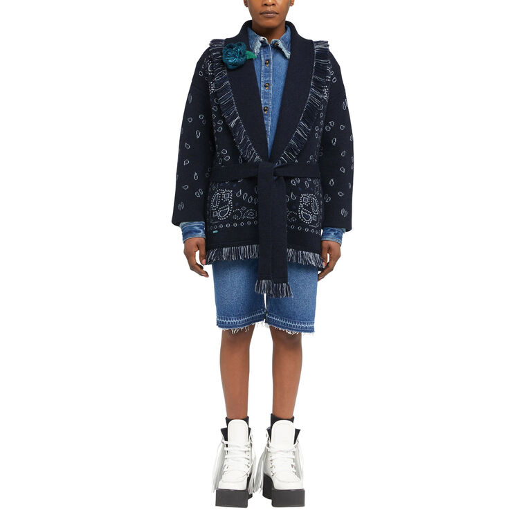 Bandana Jacquard Cashmere Cardigan image number null