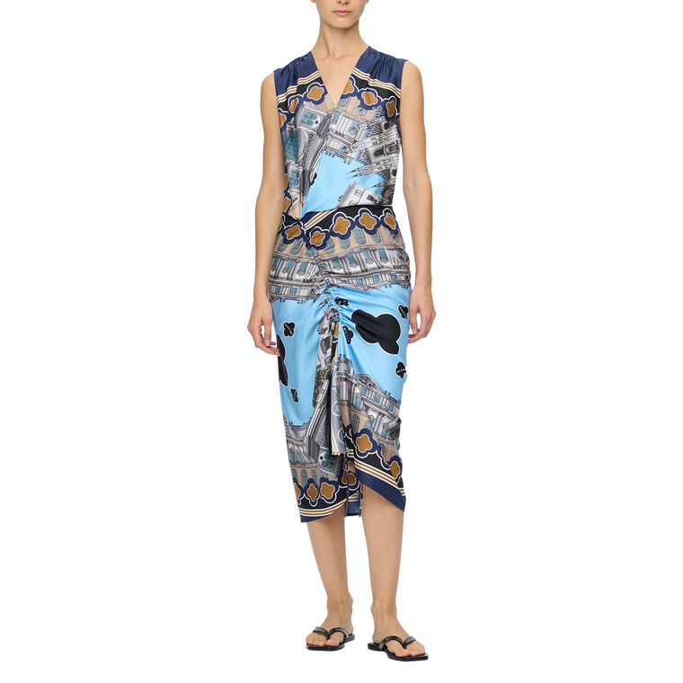 Agnes Sleeveless Printed Wrap Front Midi Dress image number null