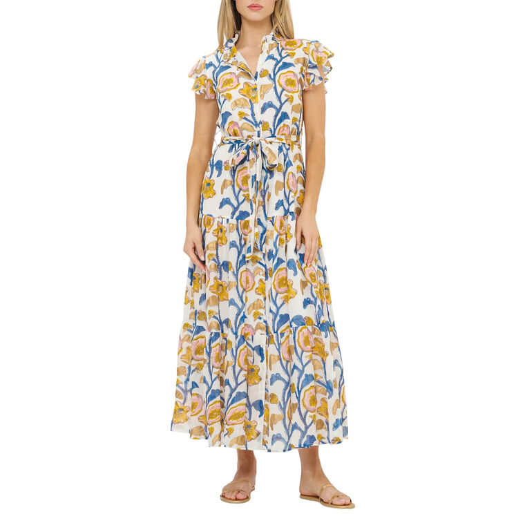 Ruffle Collar Button Maxi Dress image number null