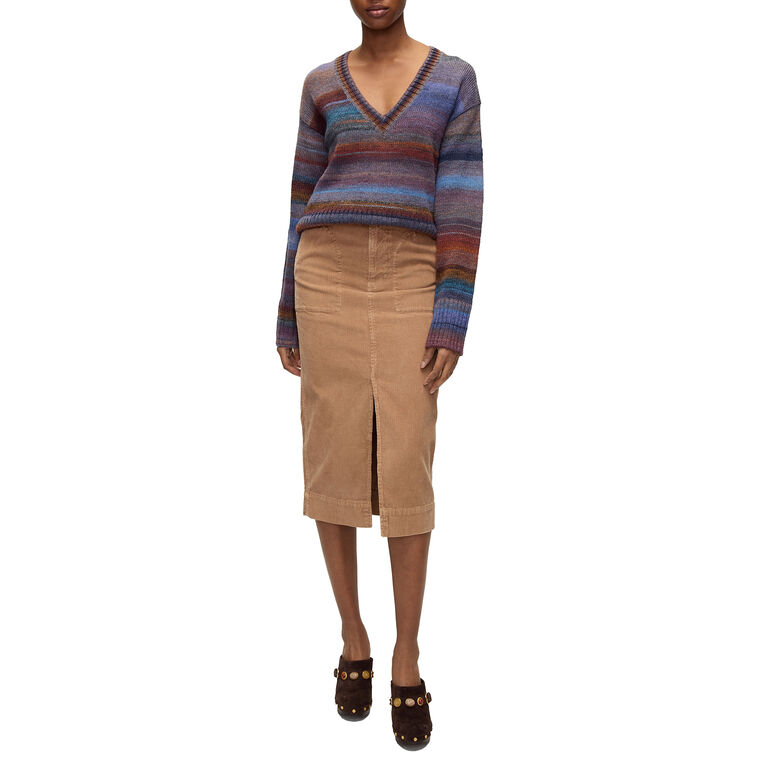 Diora Stripe V-Neck Pullover Sweater image number null