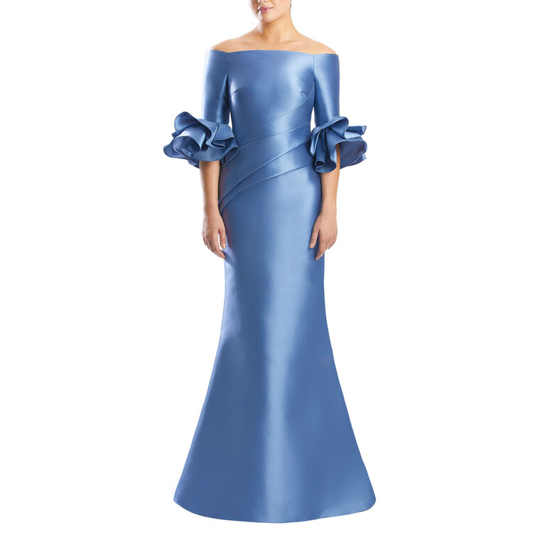 Off Shoulder Gown With Flounce Sleeve image number null