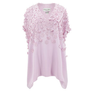 V-Neck Top With Camellia Petals