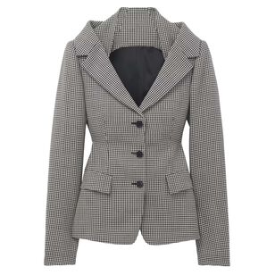 Gingham Tailoring Off-The-Shoulder Harness Jacket