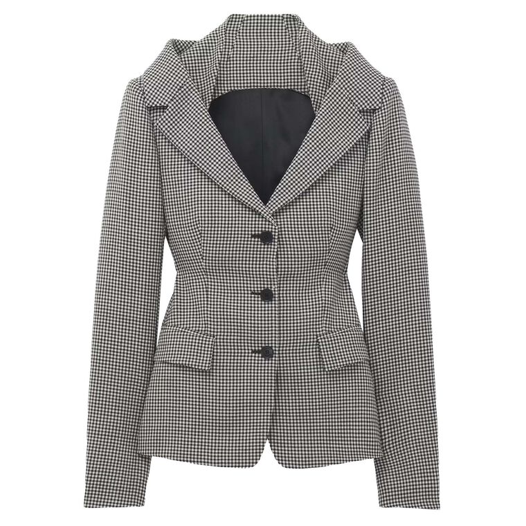 Gingham Tailoring Off-The-Shoulder Harness Jacket image number null