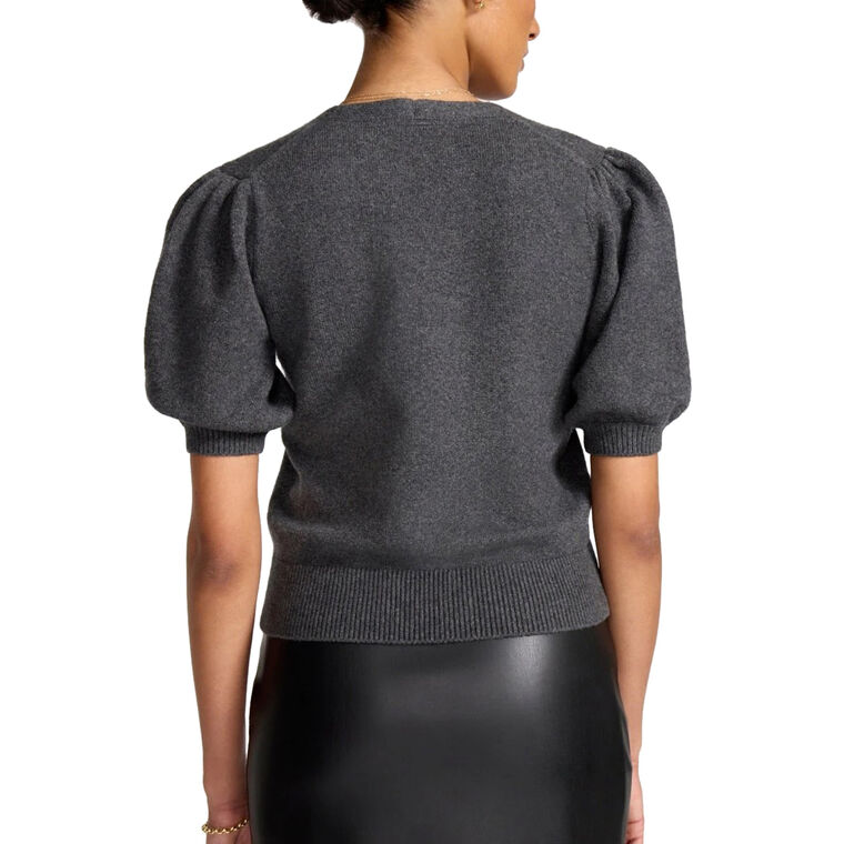 The Havana Puff Sleeve V-Neck Sweater image number null