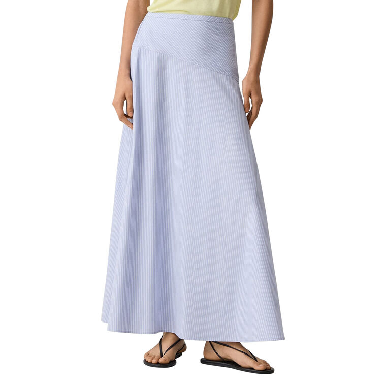 Angled Yoke Striped Midi Skirt image number null