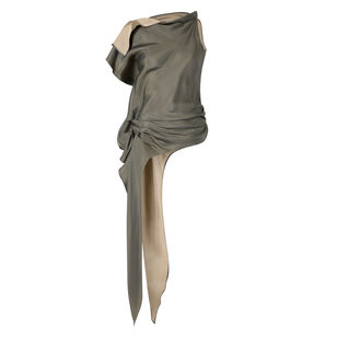 Elif Asymmetric Sleeveless Two-Tone Silk Blouse