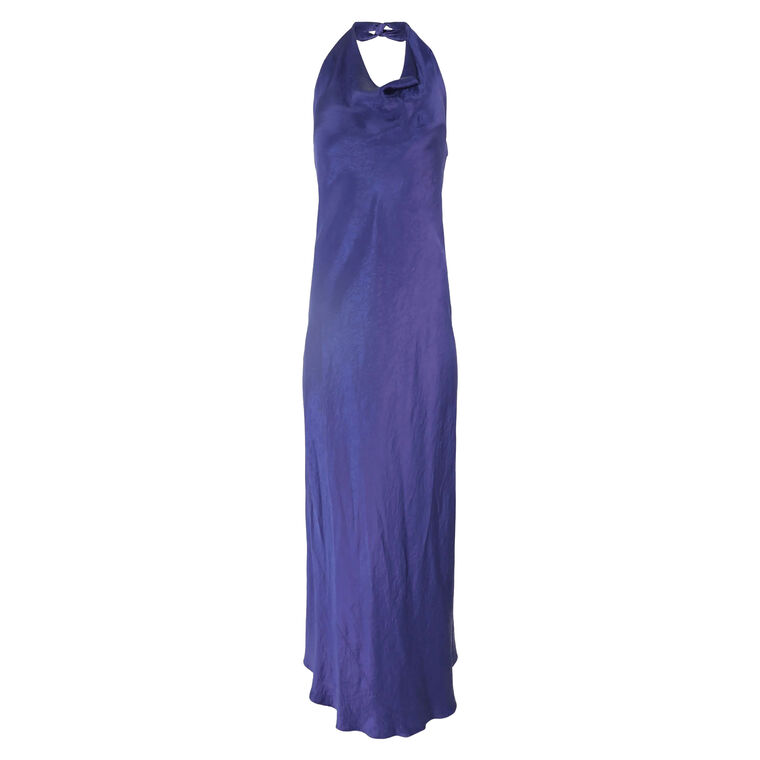 Sleeveless Satin Cowl-Neck Maxi Dress image number null