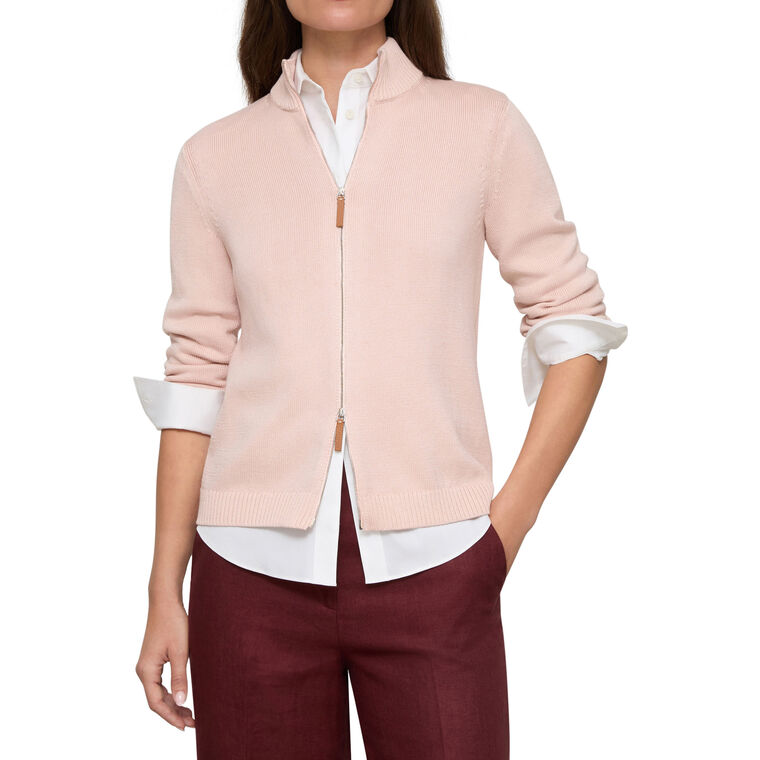 Fitted Cotton-Silk Bomber Cardigan image number null
