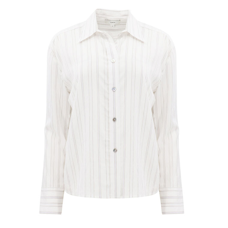 Stripe Boxy Cropped Shirt image number null
