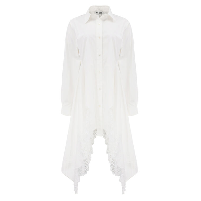 Lace Cascade Front Long Sleeve Shirtdress image number null