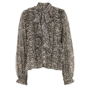 Charlize Print Long Sleeve Bow Top