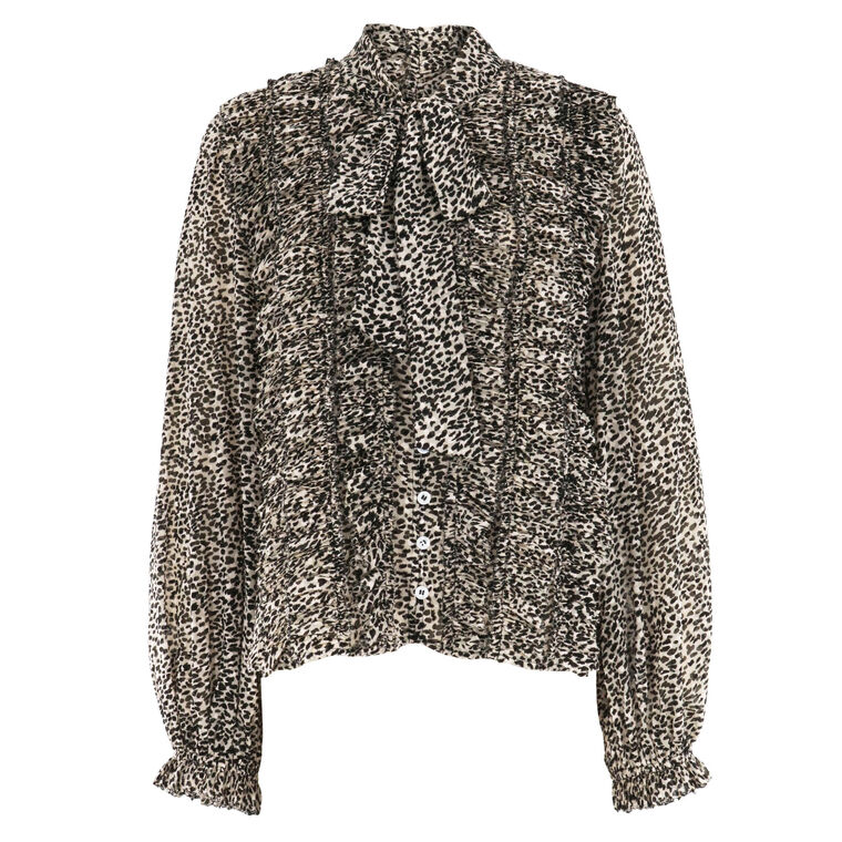 Charlize Print Long Sleeve Bow Top image number null