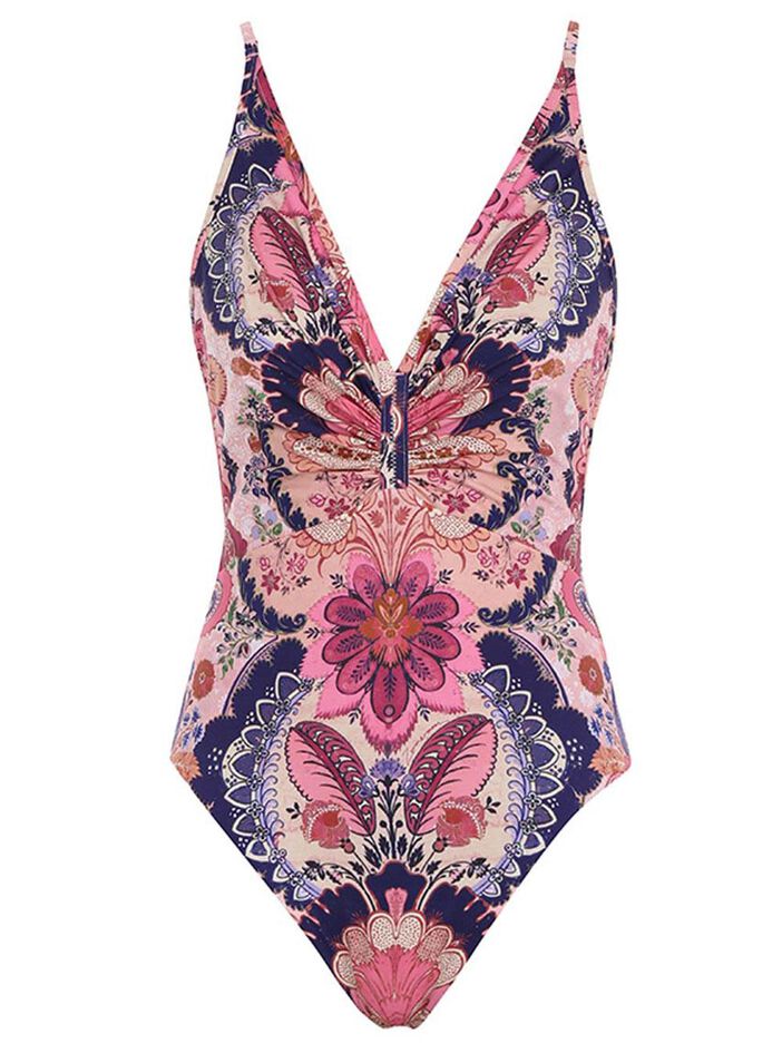 Laurel Ruched Plunge One Piece image number null