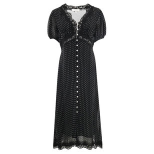 Melody Polka Dot With Lace Puff Sleeve Dress